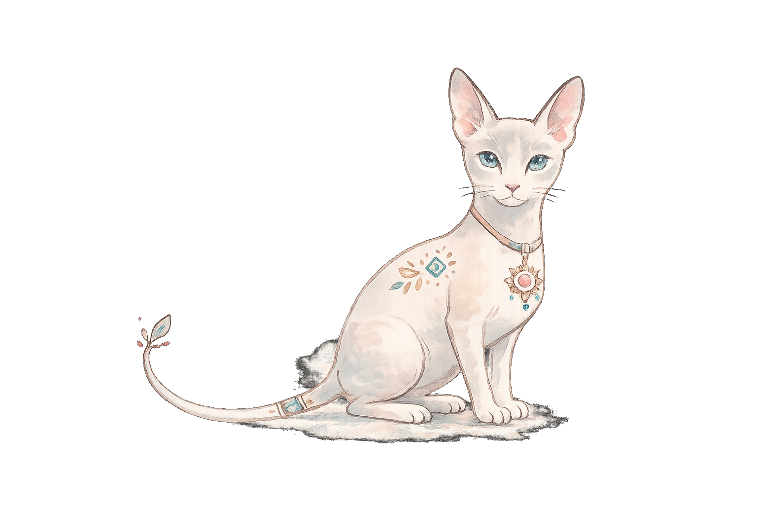 Elegant sphynx cat illustration